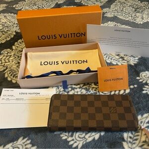 Louis Vuitton Clemence Zip Around Wallet - Brown & Tan